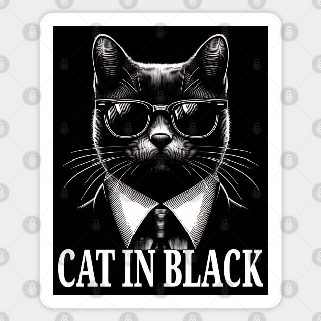 Black Cat in Black Sticker by MetalByte